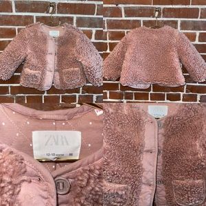 Zara Pink Faux Shearling Jacket